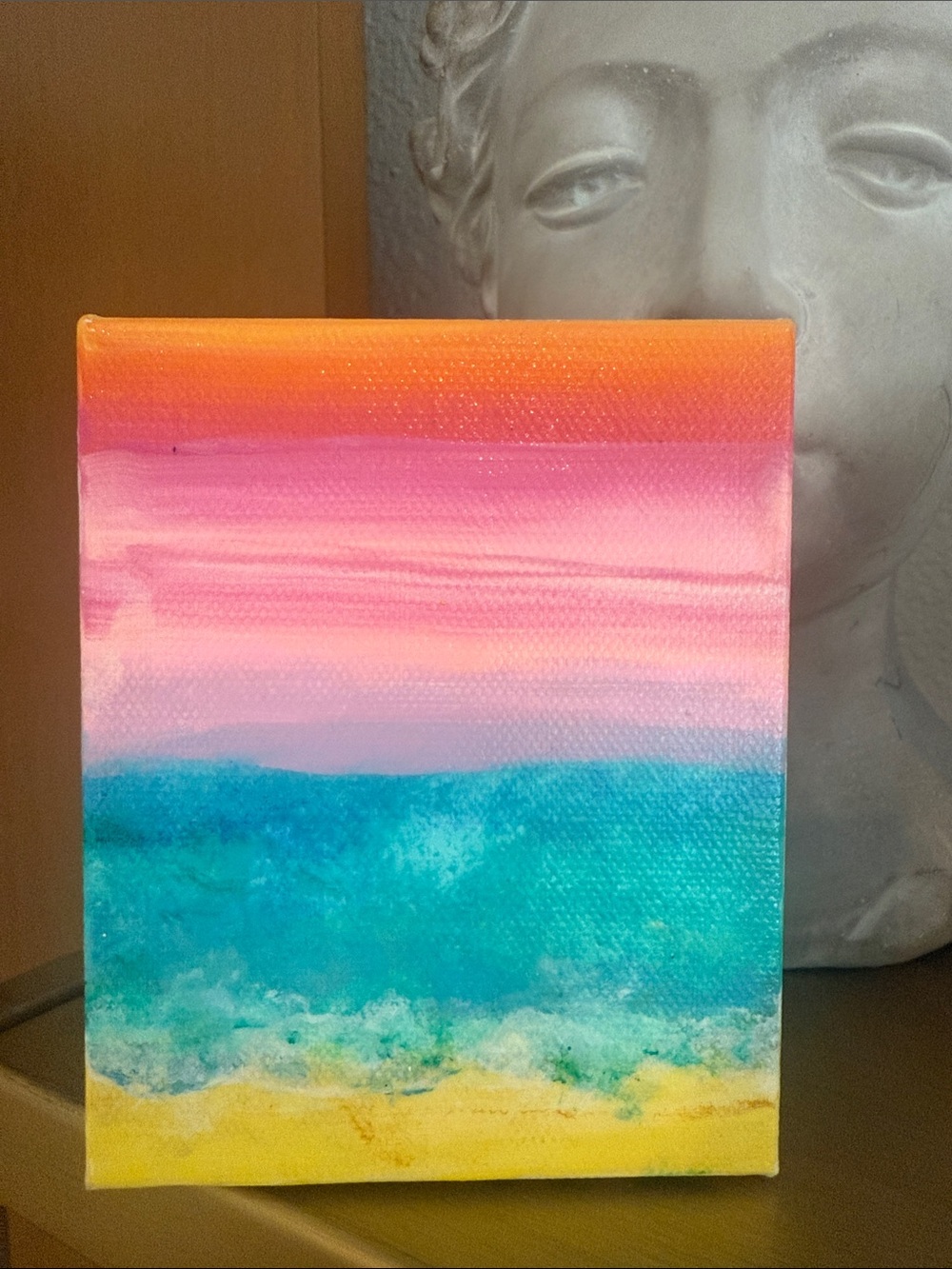 Hand Painted Original Vibrant Coastal Gradient Canvas Art